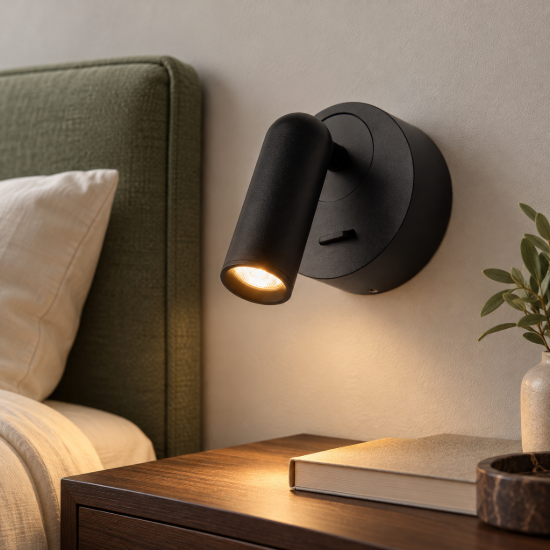 Mirax maytoni applique da comodino per camera da letto nera led 3000k