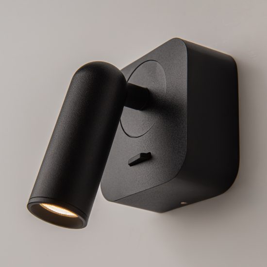 Applique per comodino nera led 3w 3000k 7cm maytoni mirax orientabile