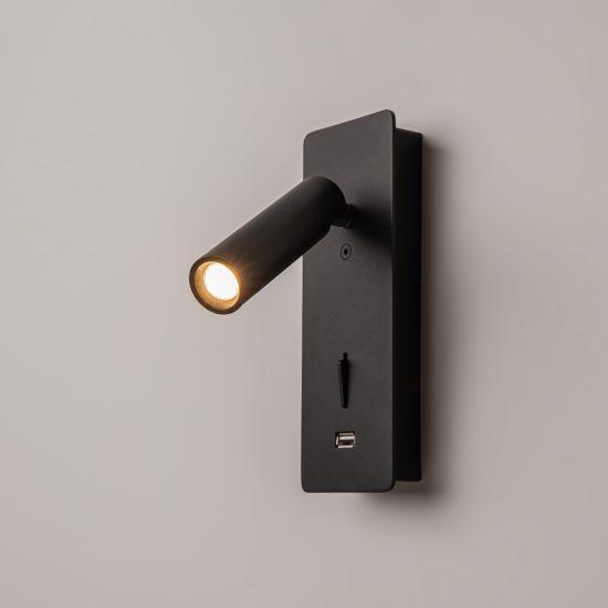 Maytoni mirax applique per comodino camera da letto nera led 3w 3000k