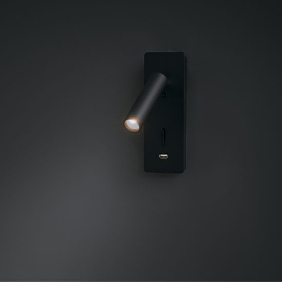 Maytoni mirax applique per comodino camera da letto nera led 3w 3000k