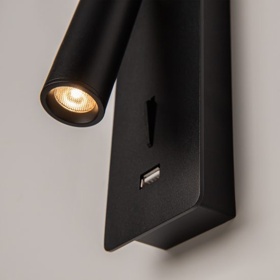 Maytoni mirax applique per comodino camera da letto nera led 3w 3000k