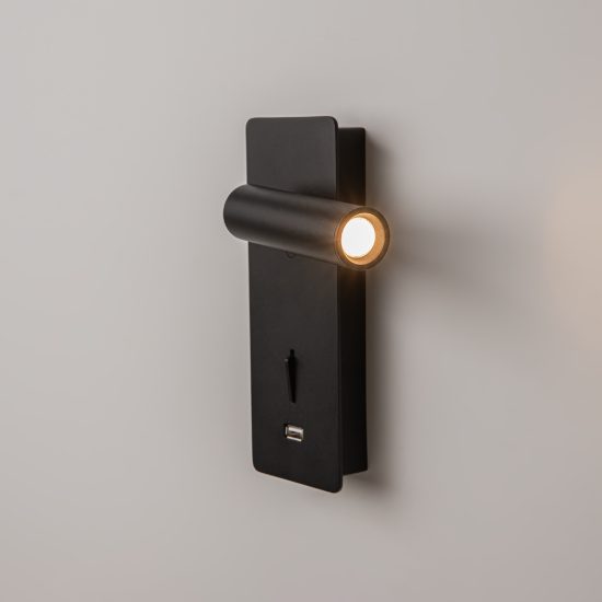 Maytoni mirax applique per comodino camera da letto nera led 3w 3000k