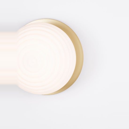 Applique moderna da parete sferica bianco latte e oro vetro per soggiorno