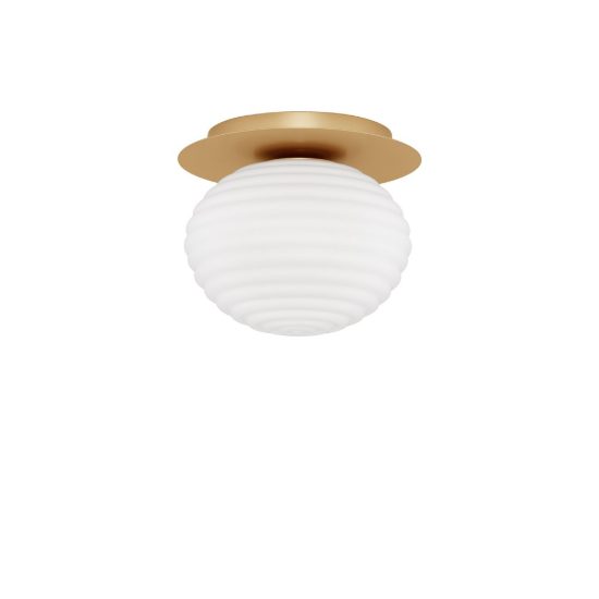 Plafoniera per camera da letto moderna bianco latte e oro vetro 26cm