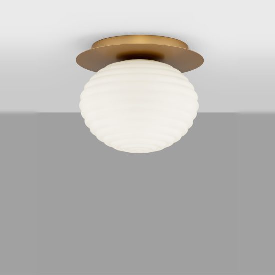 Plafoniera per camera da letto moderna bianco latte e oro vetro 26cm