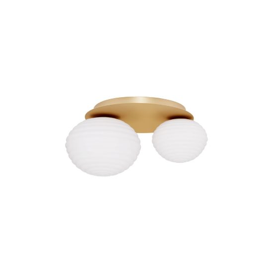 Plafoniera per camera da letto moderna bianco latte e oro vetro 45cm