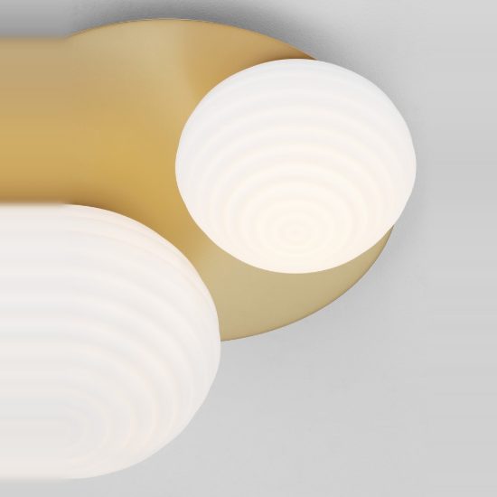 Plafoniera per camera da letto moderna bianco latte e oro vetro 45cm