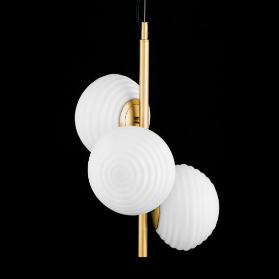 Lampadario per cucina contemporaneo a sospensione bianco latte e oro 3 luci