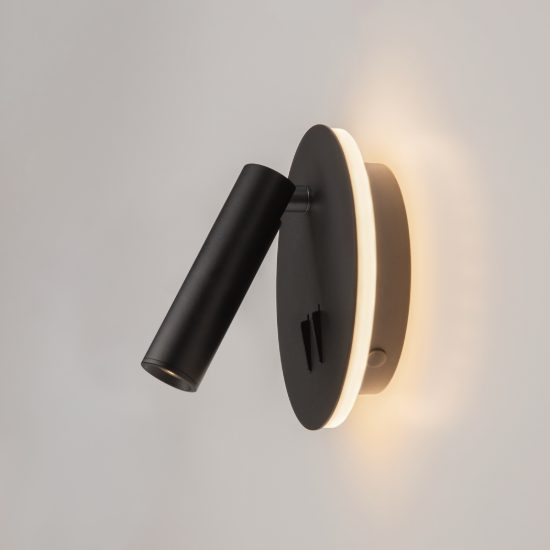 Applique per camera da letto nero led 9w 3000k maytoni ios 176