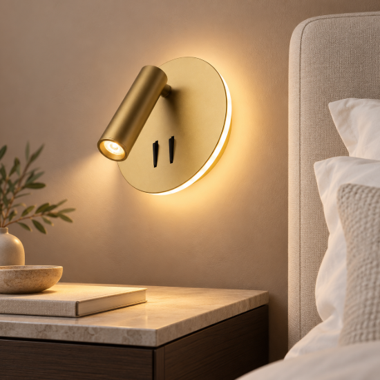 Ios 176  maytoni applique led 9w 3000k per camera comodino oro
