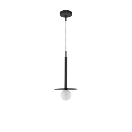Lampada moderna a sospensione per comodini camera da letto opale e nero vetro