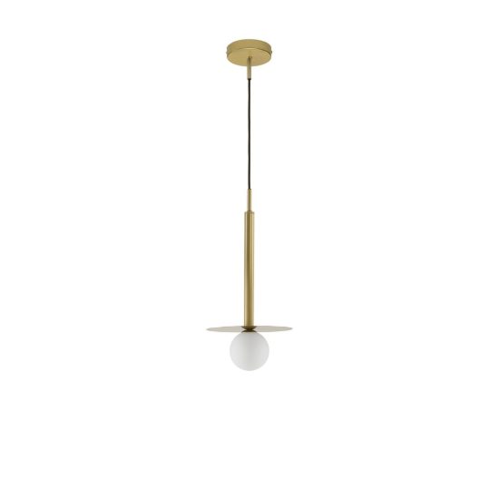 Lampada a sospensione moderna a sfera opale e oro ottone vetro per soggiorno