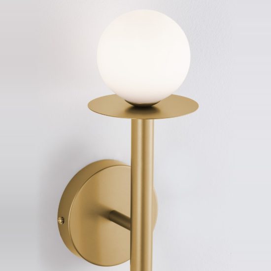 Applique da parete 12cm moderna opale e oro ottone vetro per soggiorno h45cm