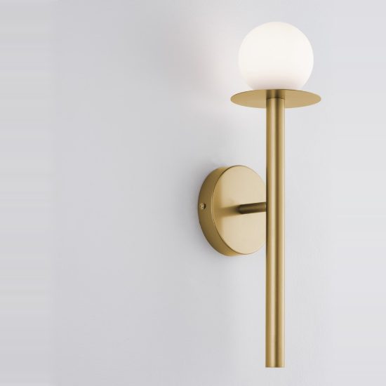 Applique da parete 12cm moderna opale e oro ottone vetro per soggiorno h45cm