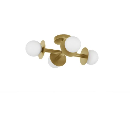 Plafoniera 51cm per soggiorno contemporaneo opale e oro ottone vetro