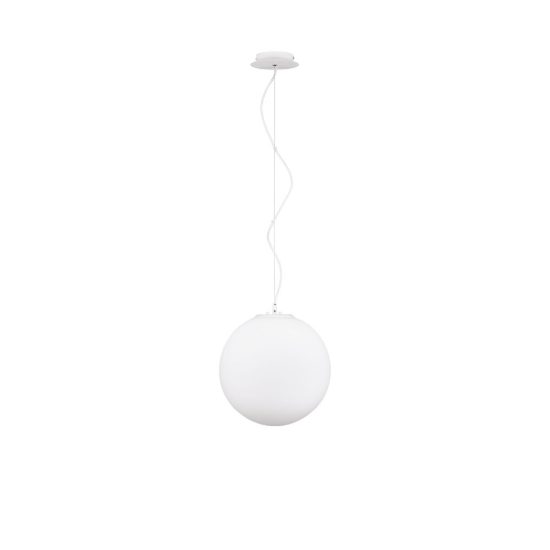 Lampadario a sospensione per ingresso moderno sferico opale e bianco vetro