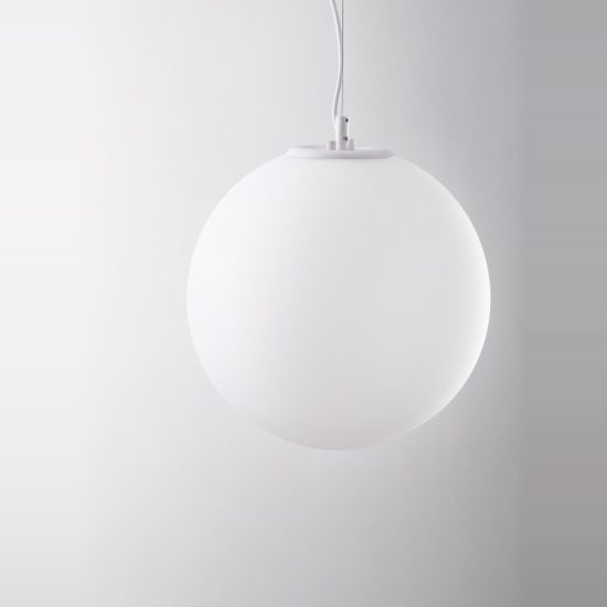 Lampadario a sospensione per ingresso moderno sferico opale e bianco vetro