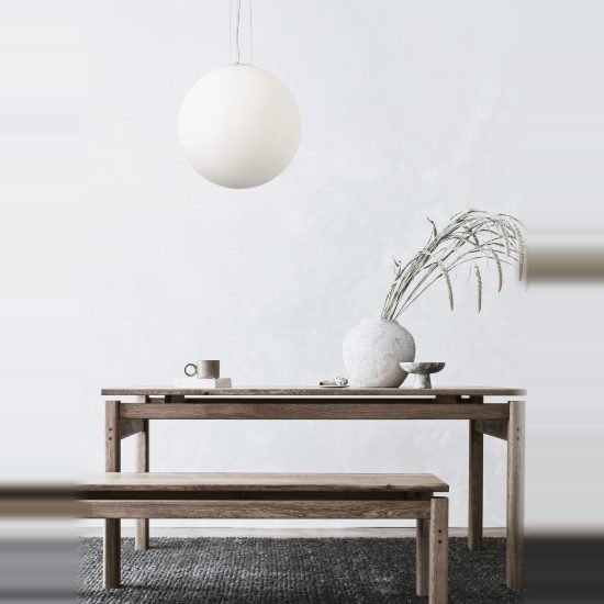 Lampadario a sospensione per cucina moderno sferico opale e bianco vetro