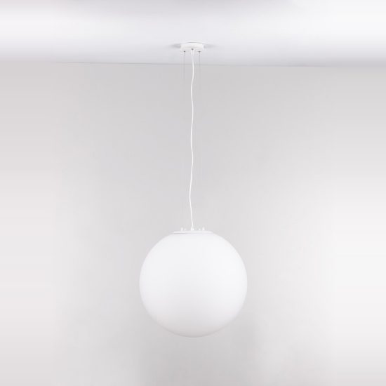 Lampadario a sospensione per cucina moderno sferico opale e bianco vetro
