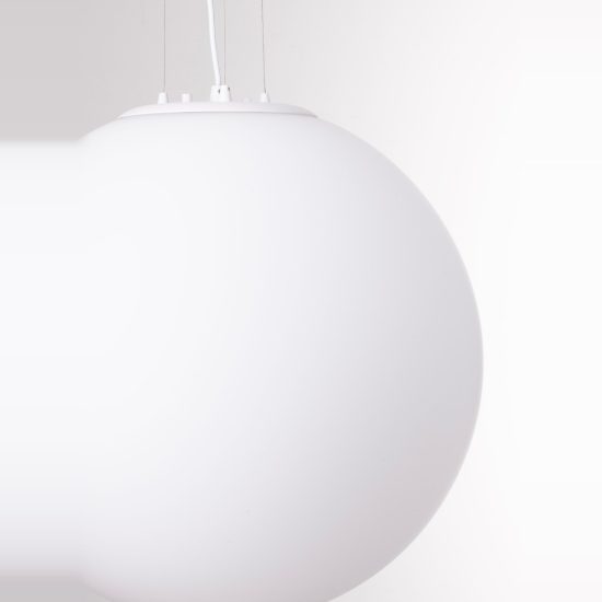 Lampadario a sospensione per cucina moderno sferico opale e bianco vetro