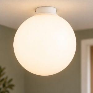 Plafoniera 30cm per camera da letto moderna sferica opale e bianco vetro