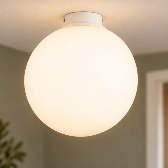 Plafoniera 30cm per camera da letto moderna sferica opale e bianco vetro