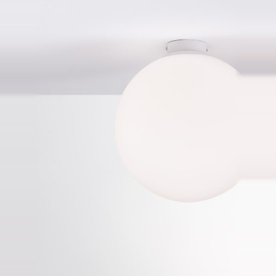 Plafoniera 30cm per camera da letto moderna sferica opale e bianco vetro