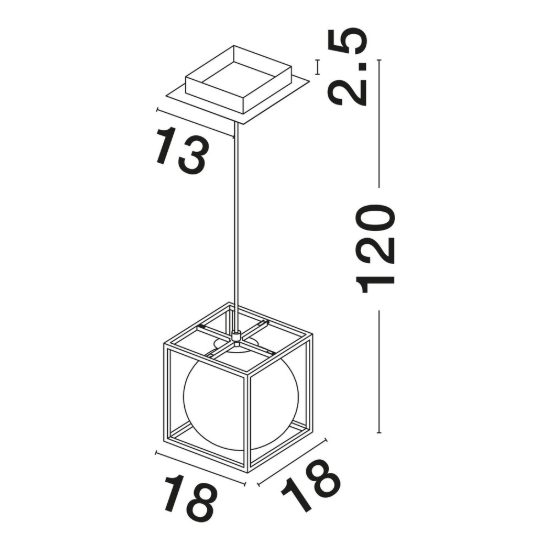 Lampada a sospensione quadrata opale ottone e nero vetro per comodini camera da letto
