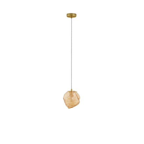 Lampada per comodini camera da letto moderna a sospensione ambra e oro ottone vetro