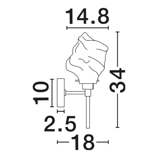 Applique moderna da parete ambra e oro ottone vetro per soggiorno 15cm