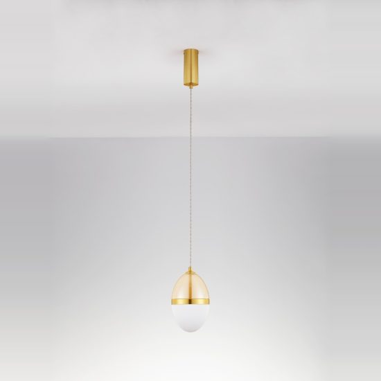 Lampada a sospensione pendente per comodini camera da letto cognac oro e opale led 20w 3000k