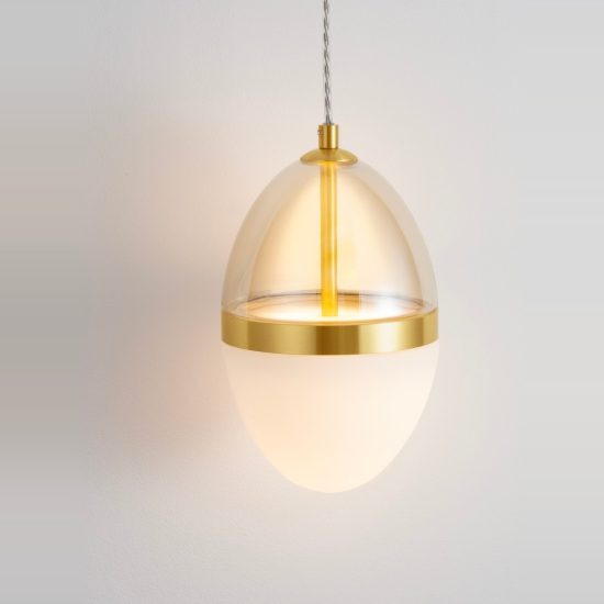 Lampada a sospensione pendente per comodini camera da letto cognac oro e opale led 20w 3000k