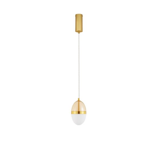 Lampada per cucina a sospensione cognac oro e opale led 13w 3000k