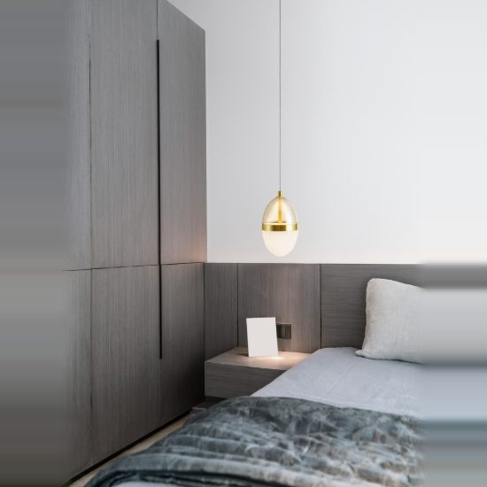 Lampada per cucina a sospensione cognac oro e opale led 13w 3000k