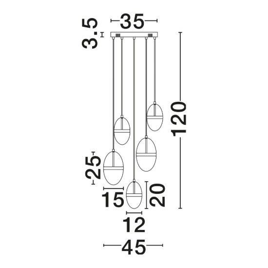 Lampadario cognac oro e opale per soggiorno led 59w 3000k 5 luci