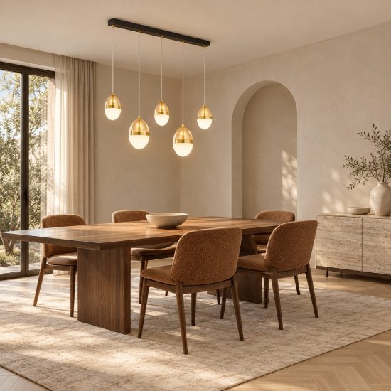 Lampadario cognac oro e opale per soggiorno led 58w 3000k 5 luci