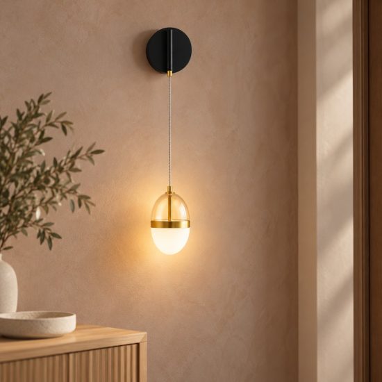 Applique da parete per soggiorno cognac oro e opale led 13w 3000k