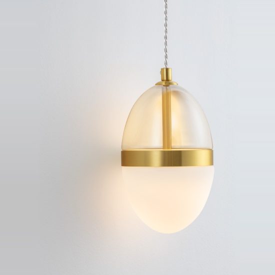 Applique da parete per soggiorno cognac oro e opale led 13w 3000k