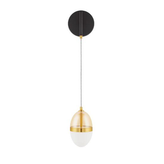 Applique da parete per soggiorno cognac oro e opale led 13w 3000k