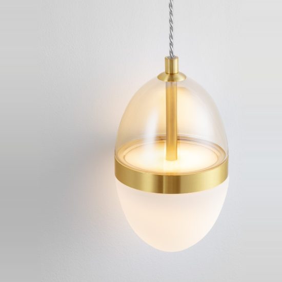 Applique da parete per soggiorno cognac oro e opale led 13w 3000k