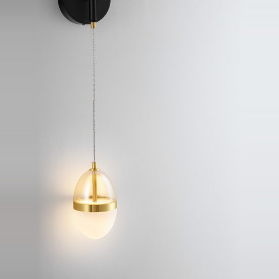 Applique da parete per soggiorno cognac oro e opale led 13w 3000k