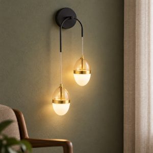 Applique da parete per soggiorno design moderna cognac oro e opale led 24w 3000k 27cm