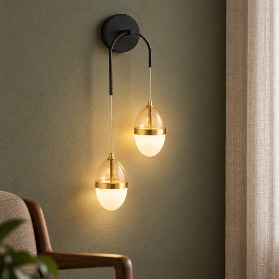 Applique da parete per soggiorno design moderna cognac oro e opale led 24w 3000k 27cm