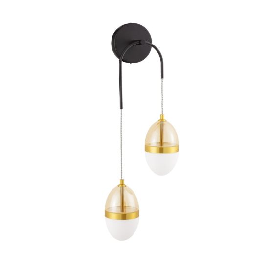 Applique da parete per soggiorno design moderna cognac oro e opale led 24w 3000k 27cm