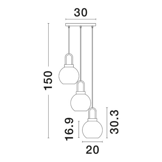 Lampadario per soggiorno contemporaneo vetri trasparente oro ottone a sospensione 3 luci