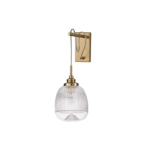 Applique 18cm da parete stile contemporaneo cupoliforme trasparente e oro vetro per soggiorno