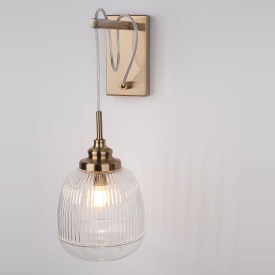 Applique 18cm da parete stile contemporaneo cupoliforme trasparente e oro vetro per soggiorno