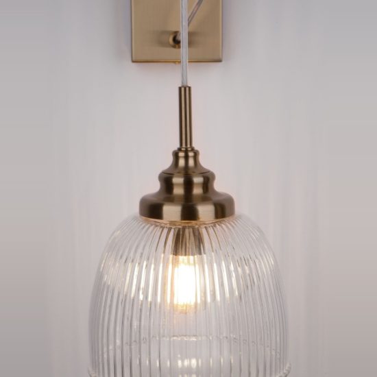 Applique 18cm da parete stile contemporaneo cupoliforme trasparente e oro vetro per soggiorno