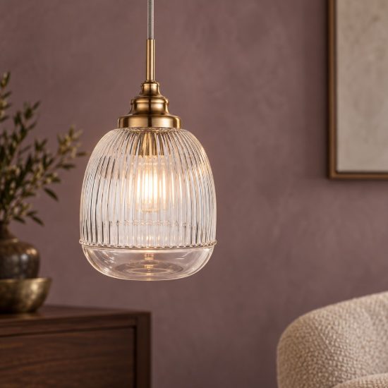 Lampada a sospensione goccia trasparente e oro vetro stile contemporaneo