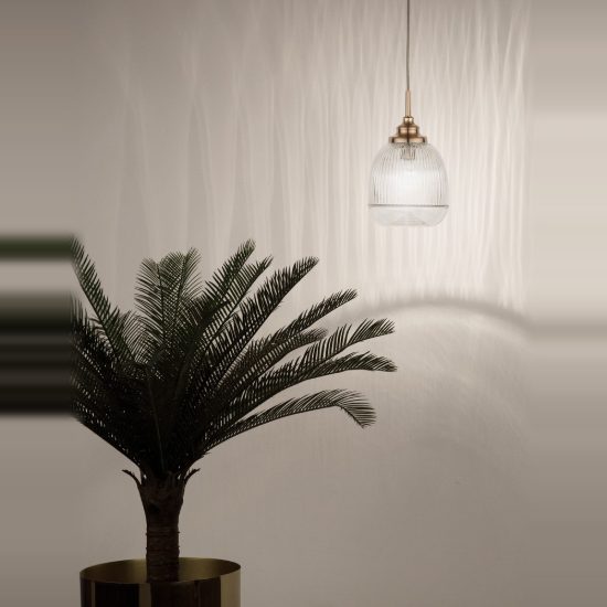 Lampada a sospensione goccia trasparente e oro vetro stile contemporaneo